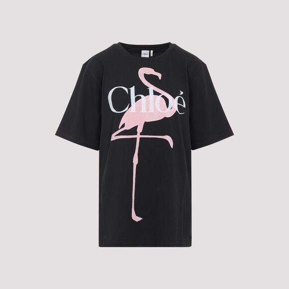 CHLOE Flamingo Graphic T-Shirt Women BLACK Sweaters & Knitwear